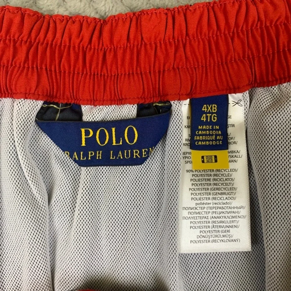 Polo Ralph Lauren Mens 4XB Black Swim Trunks Red Pony Cargo Board Shorts NWT
